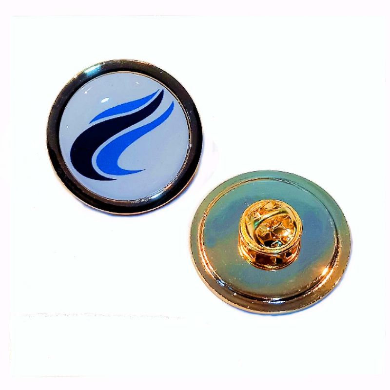 Superior Badge 25mm round gold clutch and printed dome